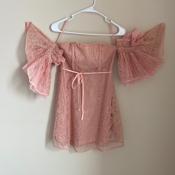 Pink Off The Shoulder Material Dress - Picture 1 of 2